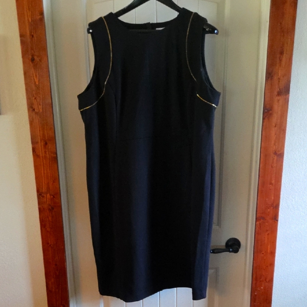 Calvin Klein Black Dress with Gold Accents